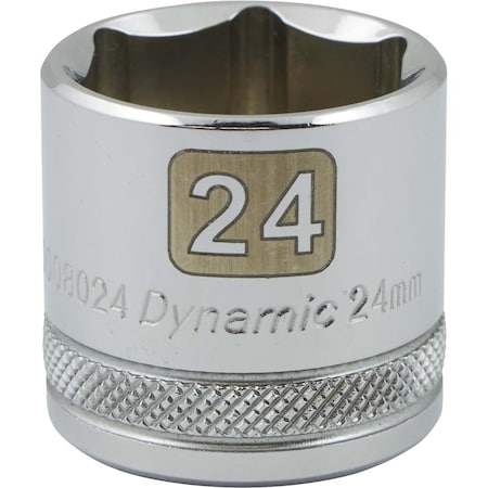 Dynamic 3/8" Drive, 24mm Metric Socket, 6 Points D008024
